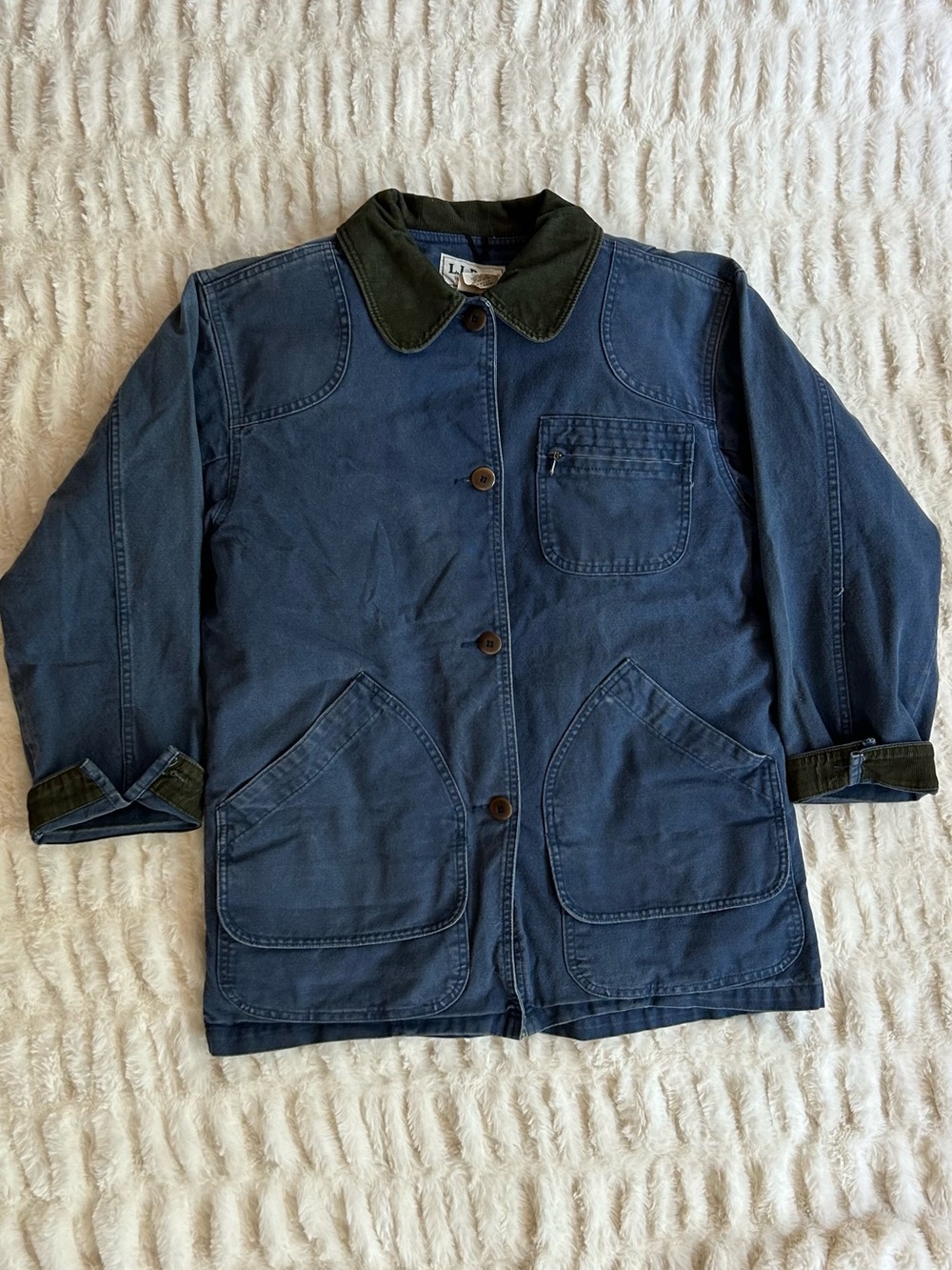 Made in USA LL Bean Vintage Chore Coat Barn Jacket Blue Womens M - Picture 2 of 16